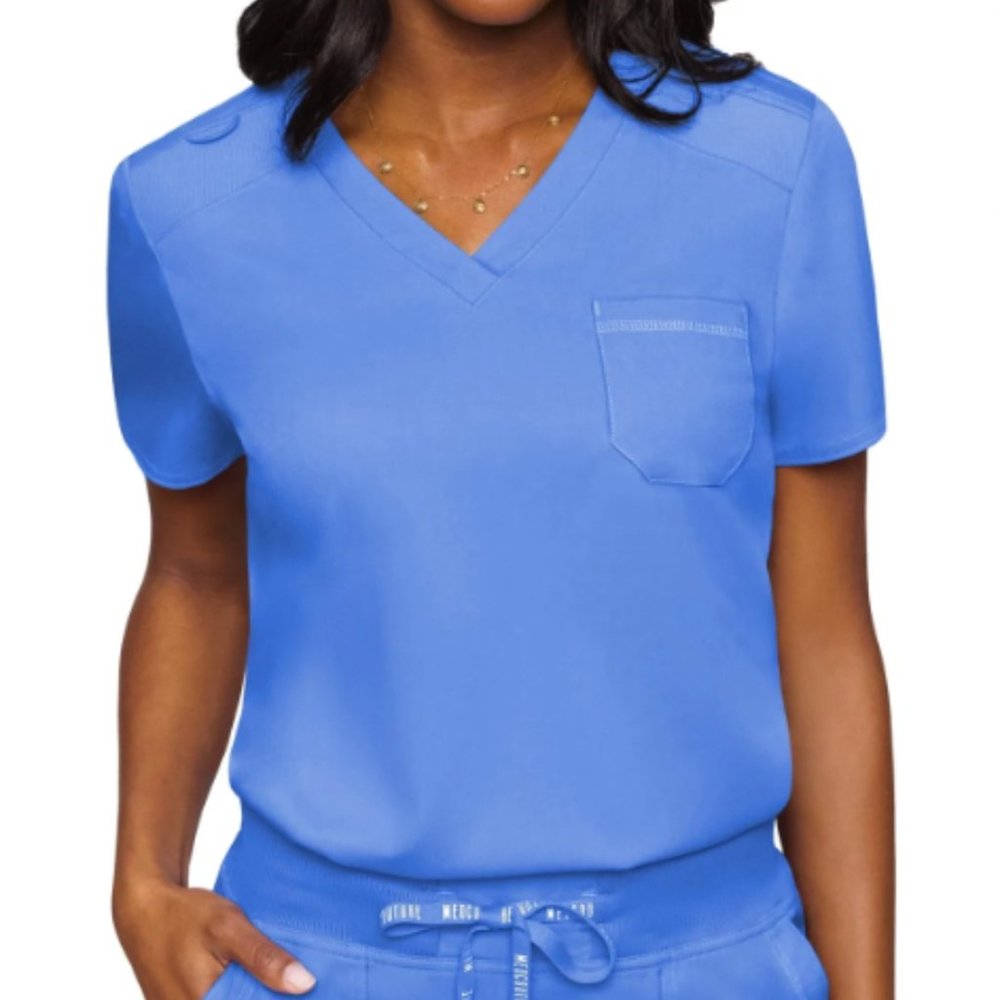 Med Couture (CEIL BLUE): Touch Chest Pocket Top